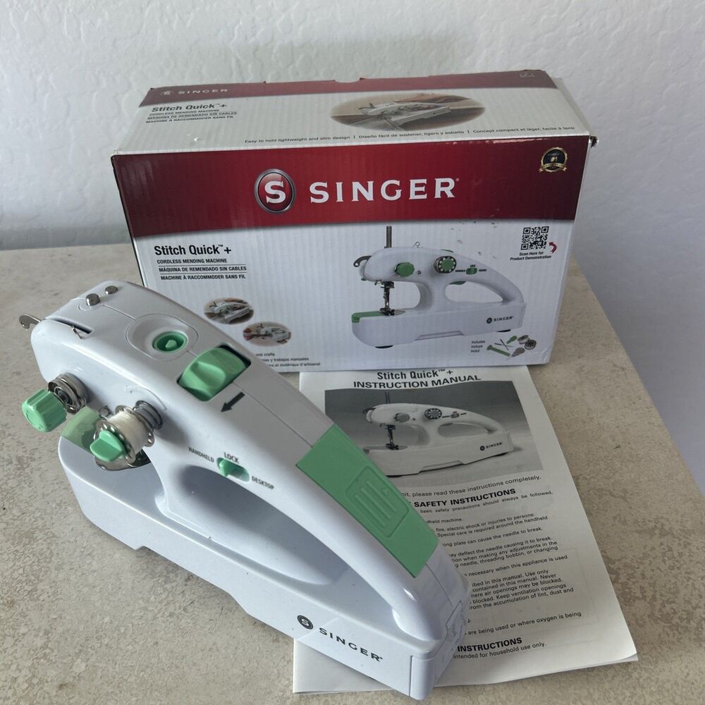 Singer Stitch Quick+ Cordless Mending Sewing Machine – Box with Manual Included